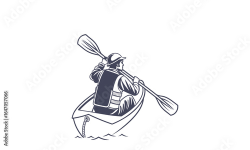 Man Rowing Canoe