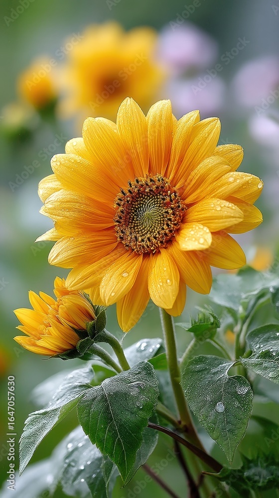 Fototapeta premium Exploring the Beautiful Intersection of Nature and Sustainable Finance Through a Blooming Yellow Flower