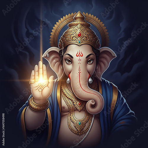 A Divine Ganesha with a Glo...