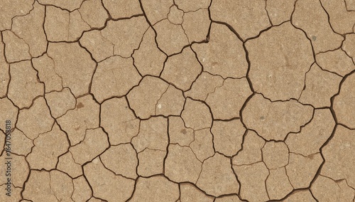 Dry cracked earth desert texture, top-down aerial view, minimalist abstract natural pattern