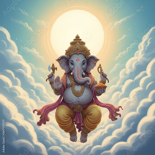 A Serene Ganesha Floating i...
