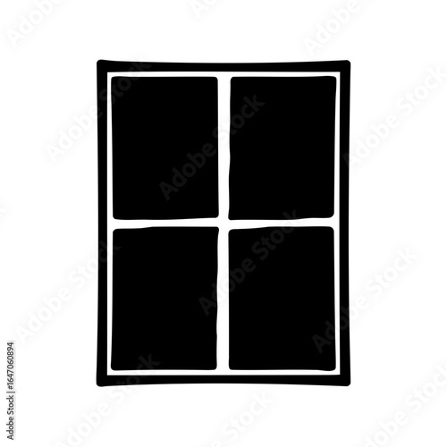 Abstract minimalist window with four panes in a black and white design