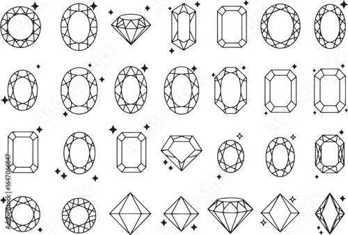 Diamond font vector set illustration with icons and symbols design
