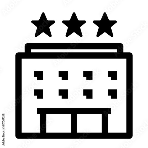 Three Star Hotel Building Icon