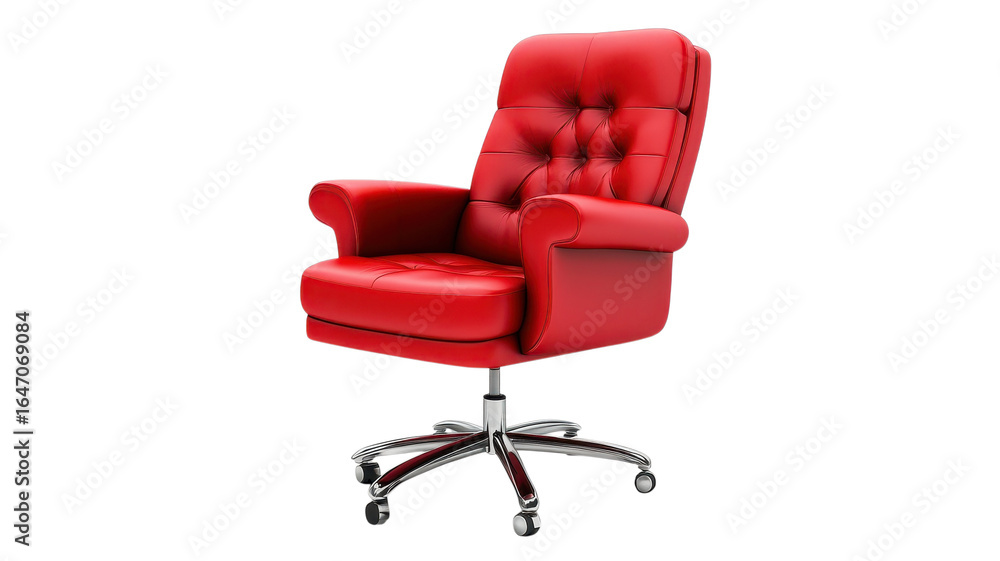 Obraz premium Stylish red leather chair with a comfy design, perfect for enhancing any office or study area