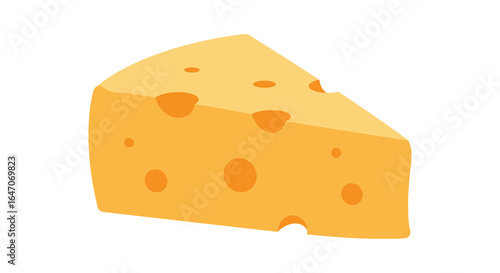 Cartoon Cheese Wedge with Holes Isolated on White Background Simple Illustration