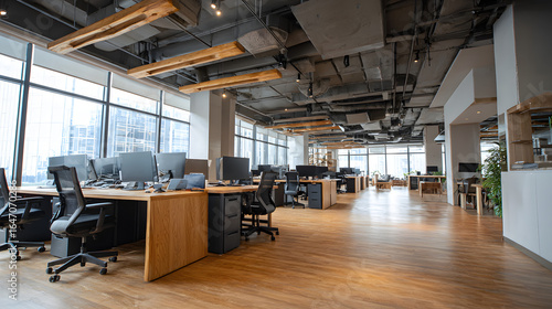 Fototapeta Naklejka Na Ścianę i Meble -  Co, working space office and sharing desk in corporate workspace