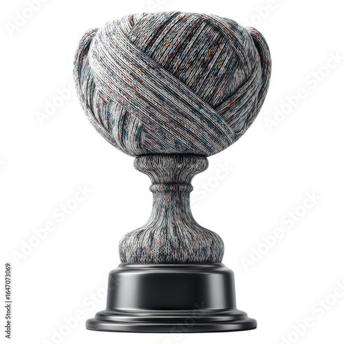 Isolated Trophy with Yarn Knit Finish on Simple Background
