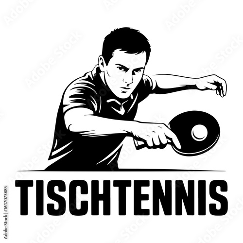 Man playing table tennis with paddle and ball ping pong sport