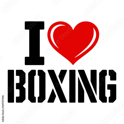 Black and red boxing text with heart symbol love sport