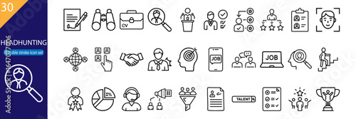 30 Headhunting Vector Icons Set - Sleek Line Pack