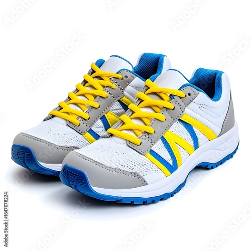 A pair of cross training shoes isolated on a white background