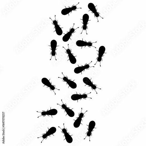 A termite colony gathered on a white background. Vector illustration