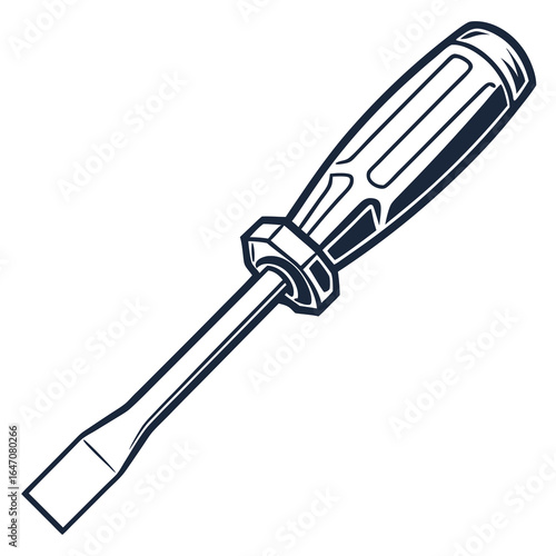 Illustration of a blue flat screwdriver tool isolated on white background for repair and construction