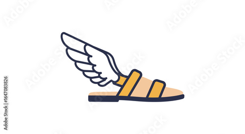 Winged Sandal Icon Representing Speed Agility and Swiftness in a Minimalist Style