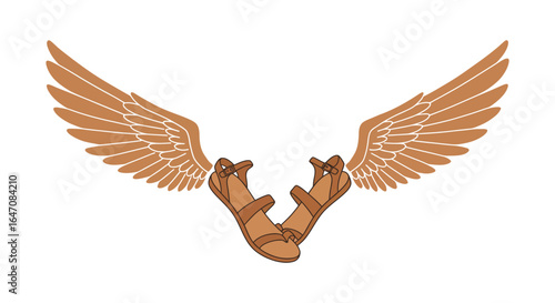 Winged Sandals Illustration Symbol of Hermes Mercury or Speed and Flight