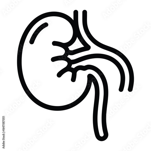 Gallbladder Icon, Vector, Illustration, Icon, Outline, Line Art, Silhouette, Logo, White Background.