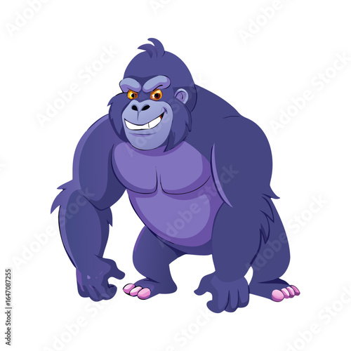 Strong Gorilla Character Grinning Fiercely Vector