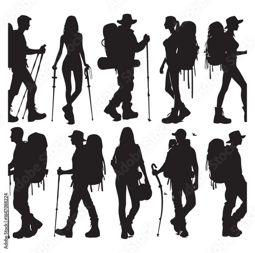 Male and female hiker set