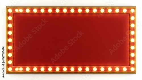 Wallpaper Mural Bright Vintage Marquee Frame with Light Bulbs on Red Background Torontodigital.ca