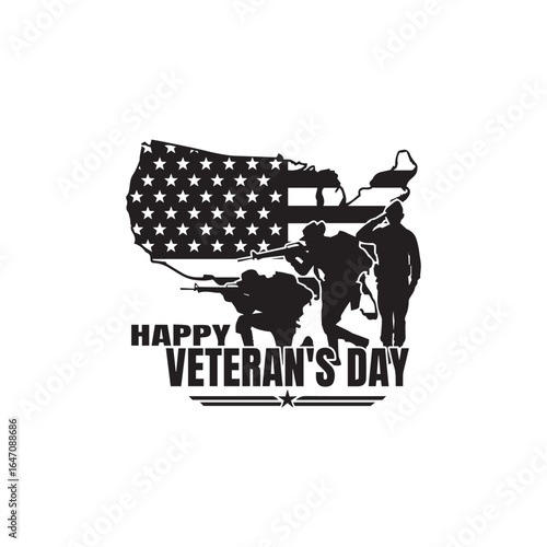  Military illustration, army background, soldiers silhouettes, happy veterans day .