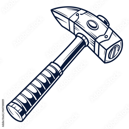 Stylized illustration of a heavy duty sledgehammer with a thick handle and metal head