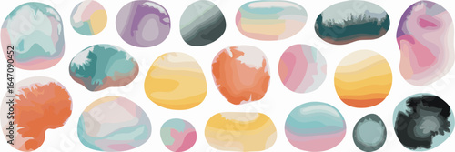 Transparent watercolor-style blobs in vibrant colors – Perfect for layering in graphic design, branding, or packaging art.