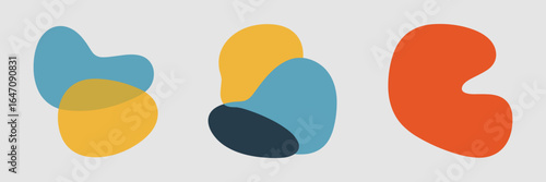 Abstract vector set of three-color duo-tone blobs – Suitable for design templates, web banners, or branding kits