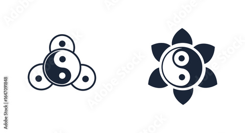 Yin Yang Symbol Variations Harmony Balance and Interconnectedness in Minimalist Design