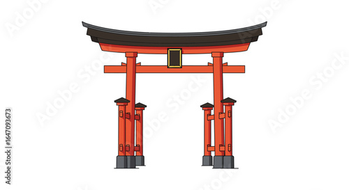 Japanese Torii Gate Illustration Traditional Symbol of Transition and Sacred Space
