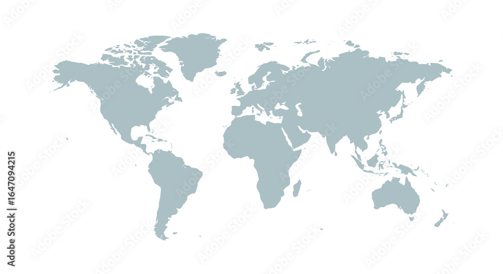 Naklejka premium World Map Illustration in Light Blue Gray on a White Background