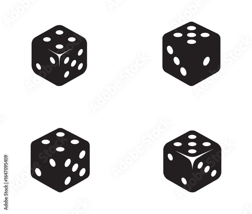 Logo minimalistic black and white dice icon.
