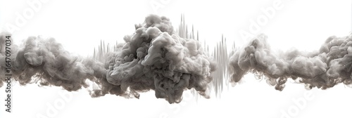Wallpaper Mural Abstract grey smoke plumes against a white background.  A series of  thick, billowing,  grey smoke clouds,  like a wavy,  organic,  dense fog or vapor Torontodigital.ca