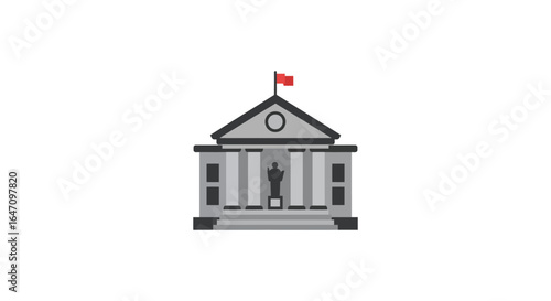 Government Building Icon Flat Design Illustration