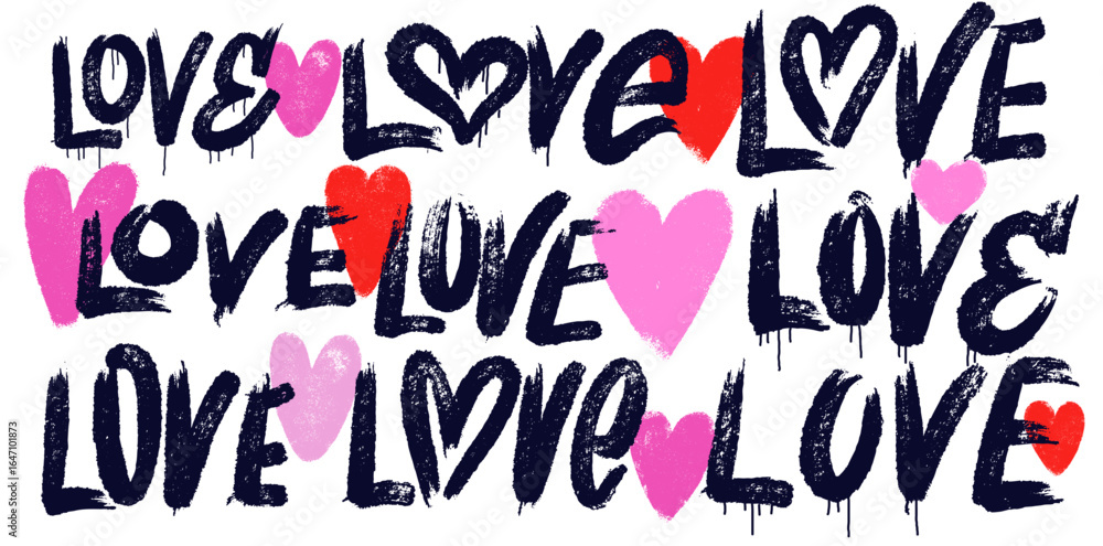 Lettering brush style. Typographic style heart. Hand lettered text in black, vector hand drawn heart in pastel pink. Template Valentine's Day greeting card template, design, poster, wrapping paper. Lettering brush style. Typographic style heart. Hand lettered text in black, vector hand drawn heart in pastel pink. Template Valentine's Day greeting card template, design, poster, wrapping paper.