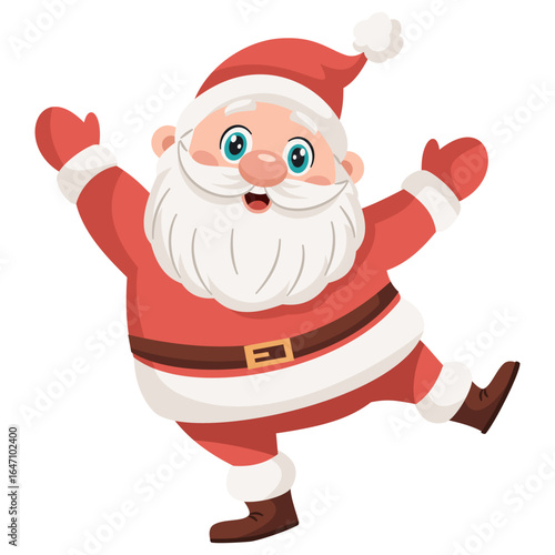 Flat vector illustration in children's style. Happy Sweet Santa on white background. Vector illustration