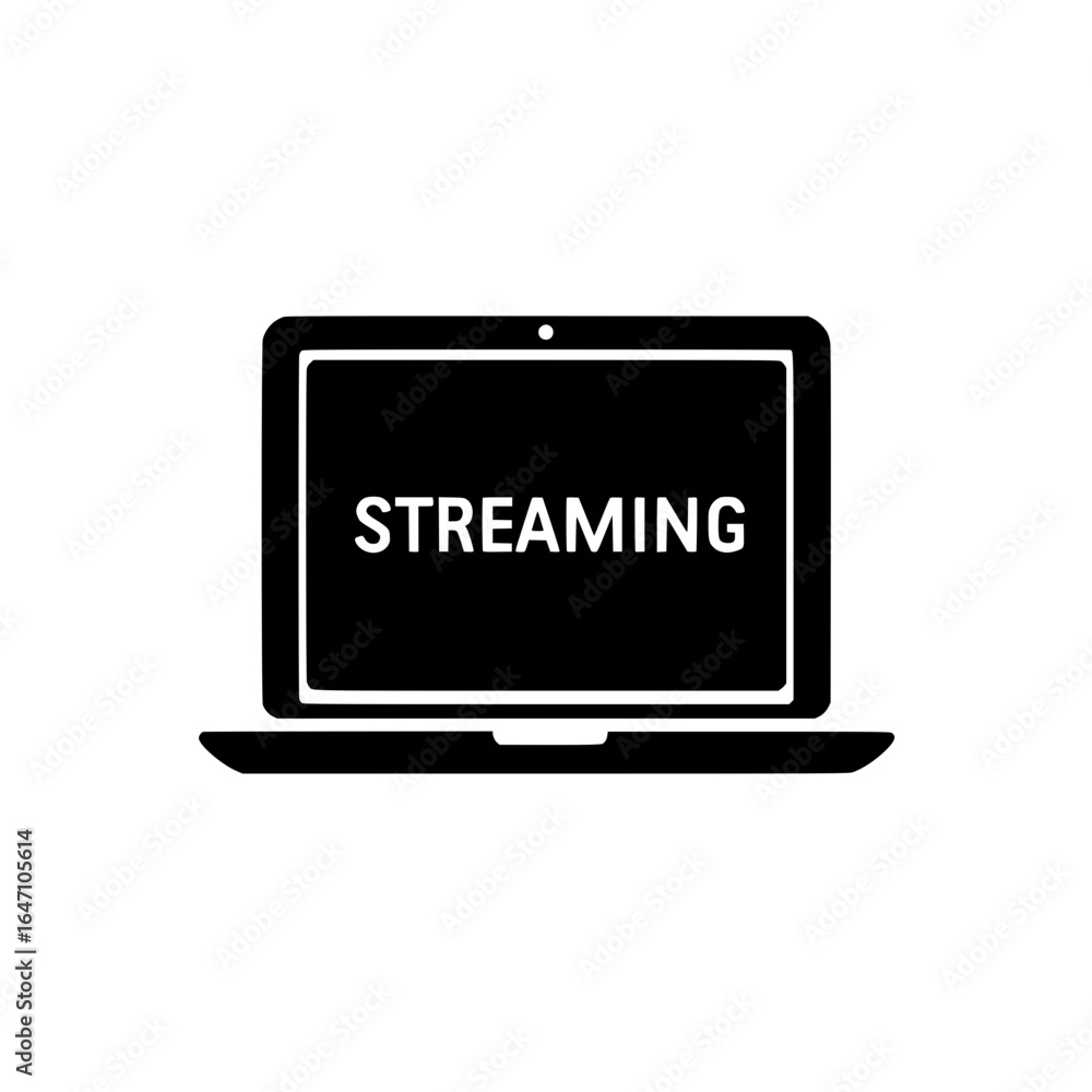 Streaming Display on Laptop Icon for Digital Media Platform and Live Web Transmission Streaming Display on Laptop Icon for Digital Media Platform and Live Web Transmission
