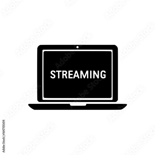 Streaming Display on Laptop Icon for Digital Media Platform and Live Web Transmission
