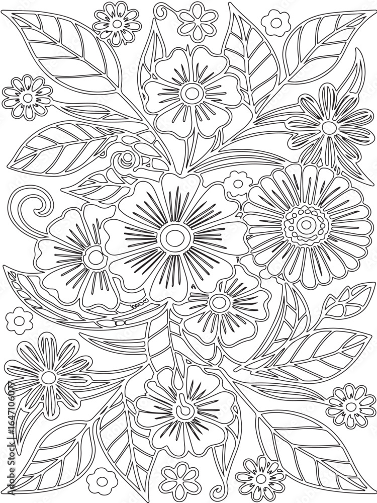 Fototapeta premium Zentangle flowers coloring pages for adults and kids