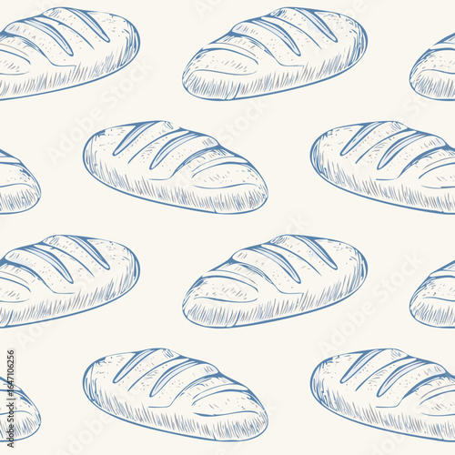 Breads Hand Draw Sketch Pattern Background