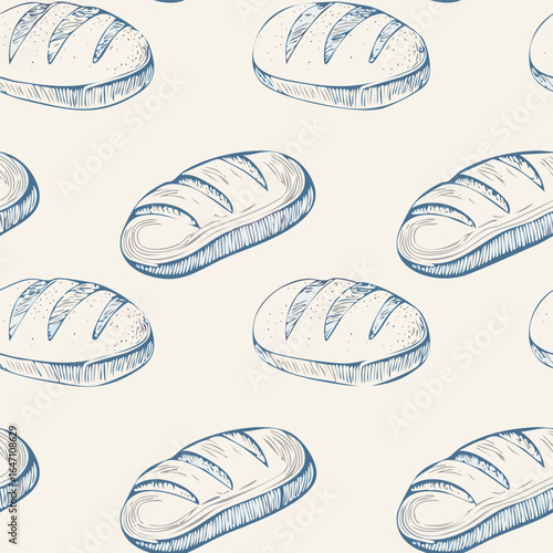 Breads Hand Draw Sketch Pattern Background