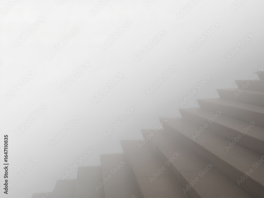 Fototapeta premium Ascending Steps Into The Misty Unknown A Surreal Staircase Journey Towards The Sky