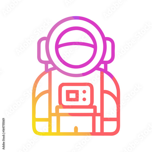 Astronaut in protective suit with helmet and equipment in gradient colors  