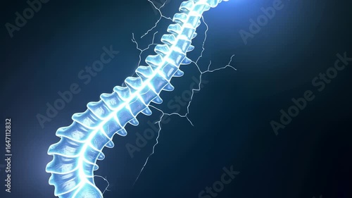 spinal cord, nerve damage, injury recovery. Neural repair. Axons regenerate enhancing signal transport. Neural pathways facilitate motor function. 3D medical illustration depicts regeneration