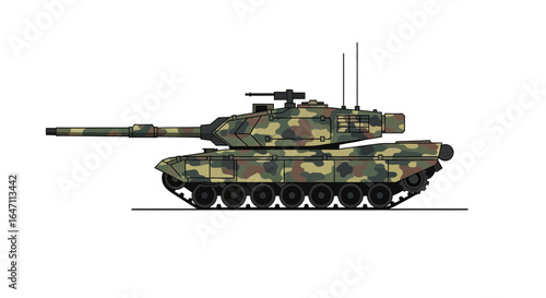 Camouflaged Main Battle Tank, a Symbol of Military Power and Strategy