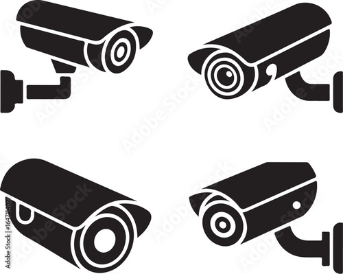 CCTV Camera Icon Collection  Bold Minimalist Security Vector Graphics for Web, App, and Print Integration