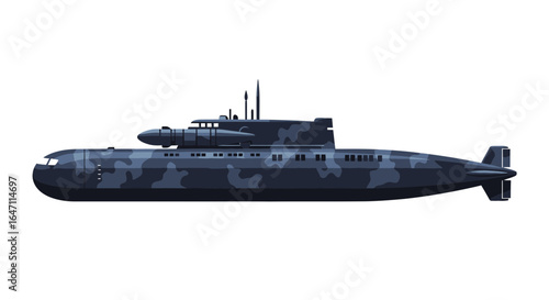 Detailed vector illustration of a submarine for diverse applications
