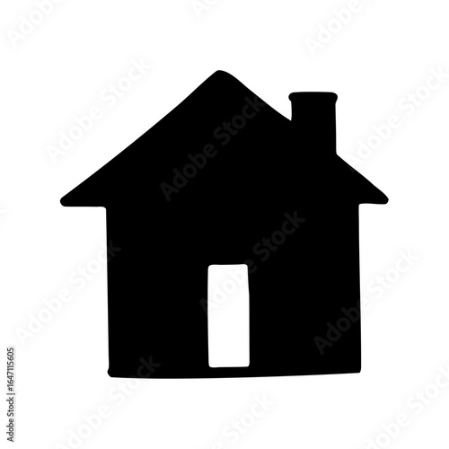 Simple and Minimalist Black House Silhouette on White Background Illustration