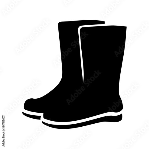 Black rubber rain boots on a white background perfect for wet weather
