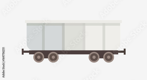 Isolated railway wagon for transport goods on white background with minimal style